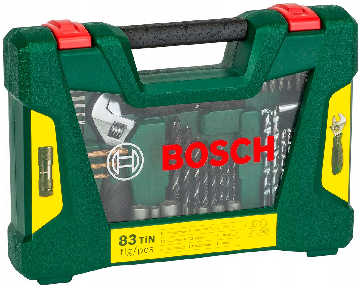 Набор принадлежностей Bosch V-line 83 предмета (жесткий кейс) набор бит и сверл bosch x line 30 2607019324 30 пред для шуруповертов дрелей