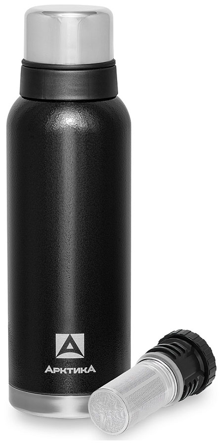 Термос Арктика 106-1200С черный с ситечком 2 чашки