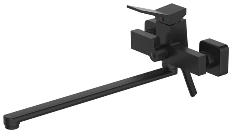 Изображение товара Смеситель для ванны Haiba HB818-7 черный настенный с душевым гарнитуром