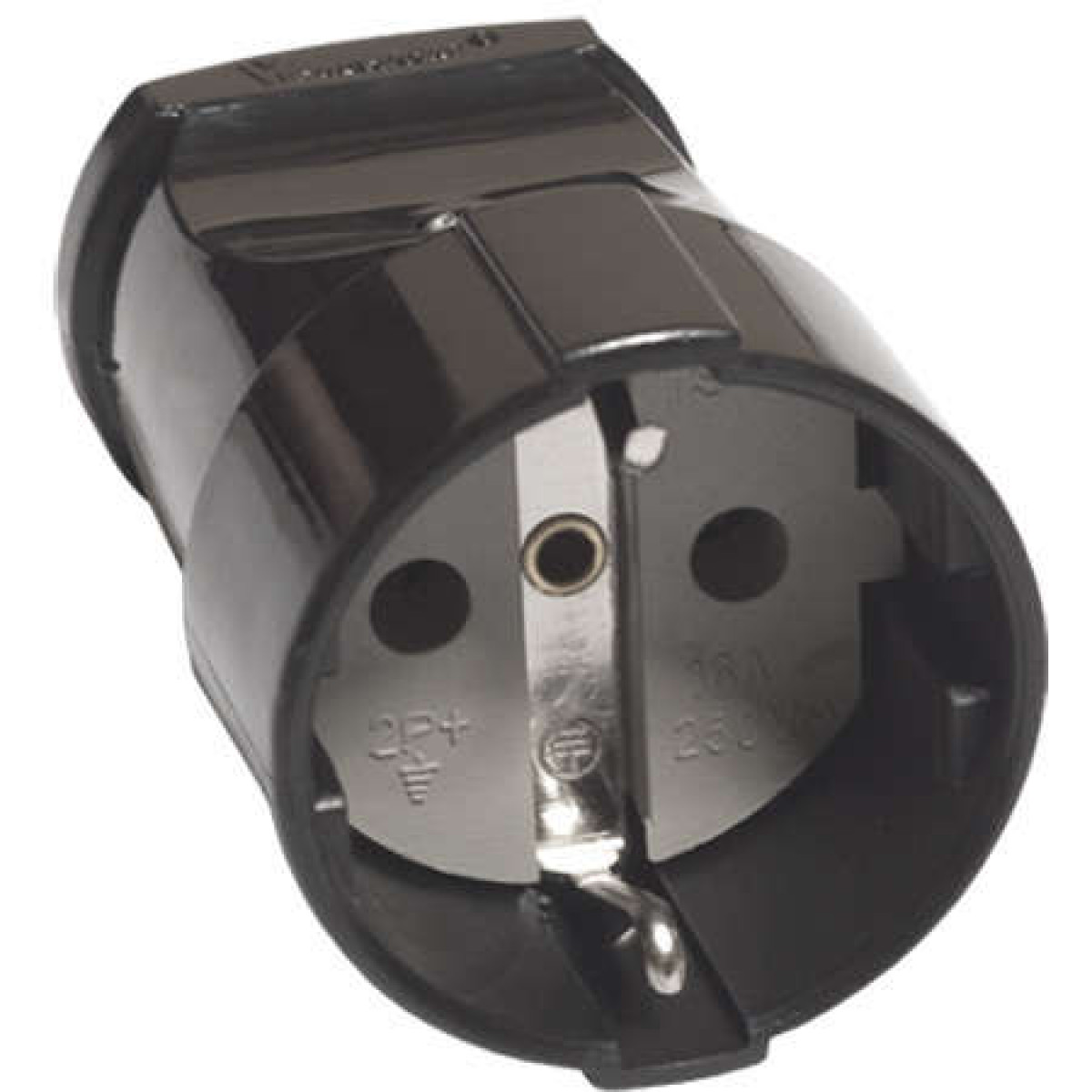 Изображение товара Изделия для электромонтажа Универсал Штепсель с заземл. черн. 16А 250В (еврослот) UNIVersal