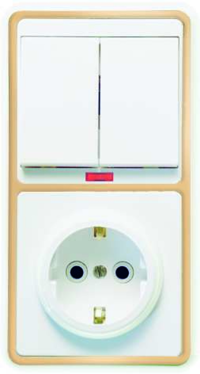 Изображение товара Блоки комбинированные Кунцево-Электро БКВР-055 Бэлла 2-кл с выключателем и розеткой с заземл.