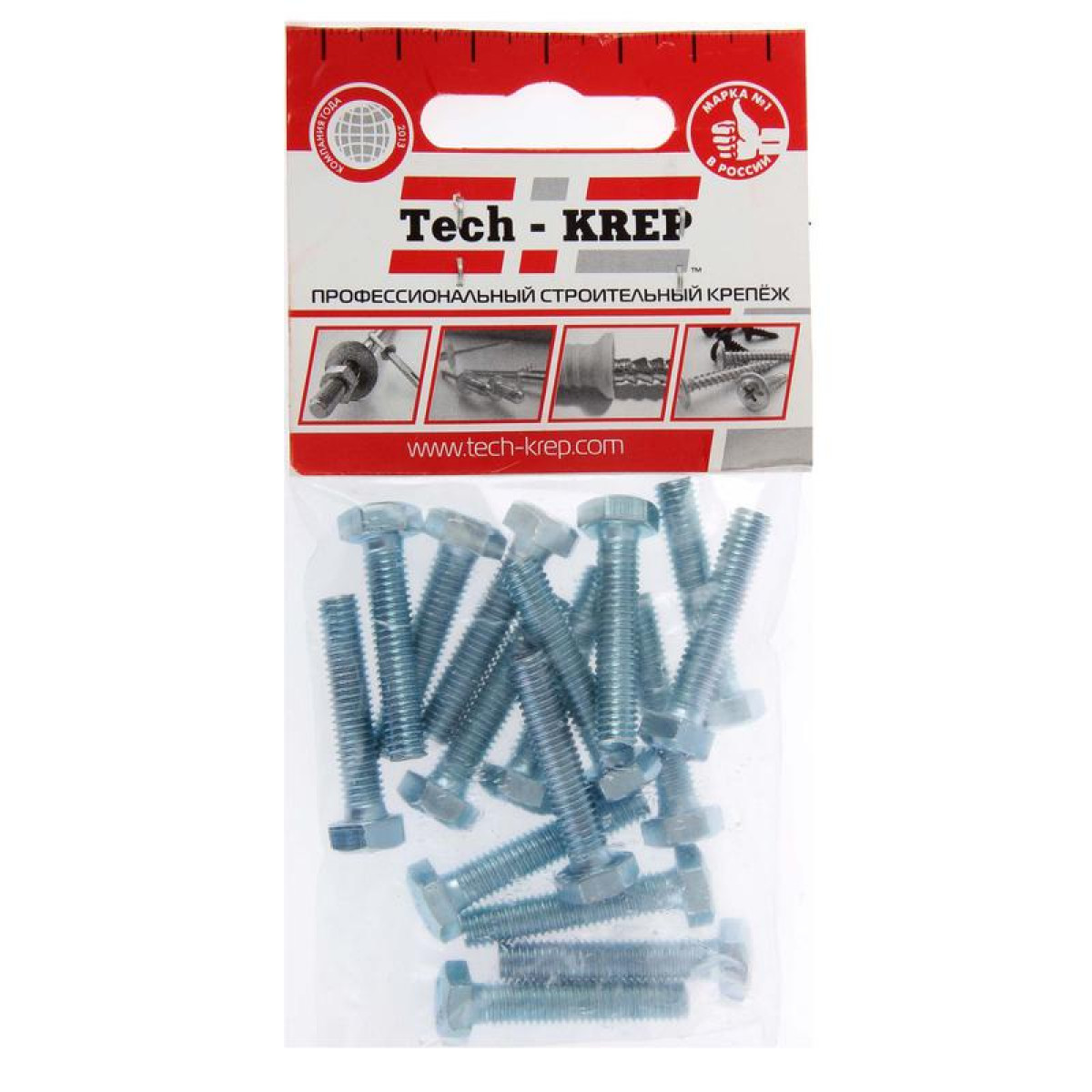 Изображение товара Болт с шестигранной головкой М6х30 DIN 933 класс 8.8 оцинкованный 16 шт