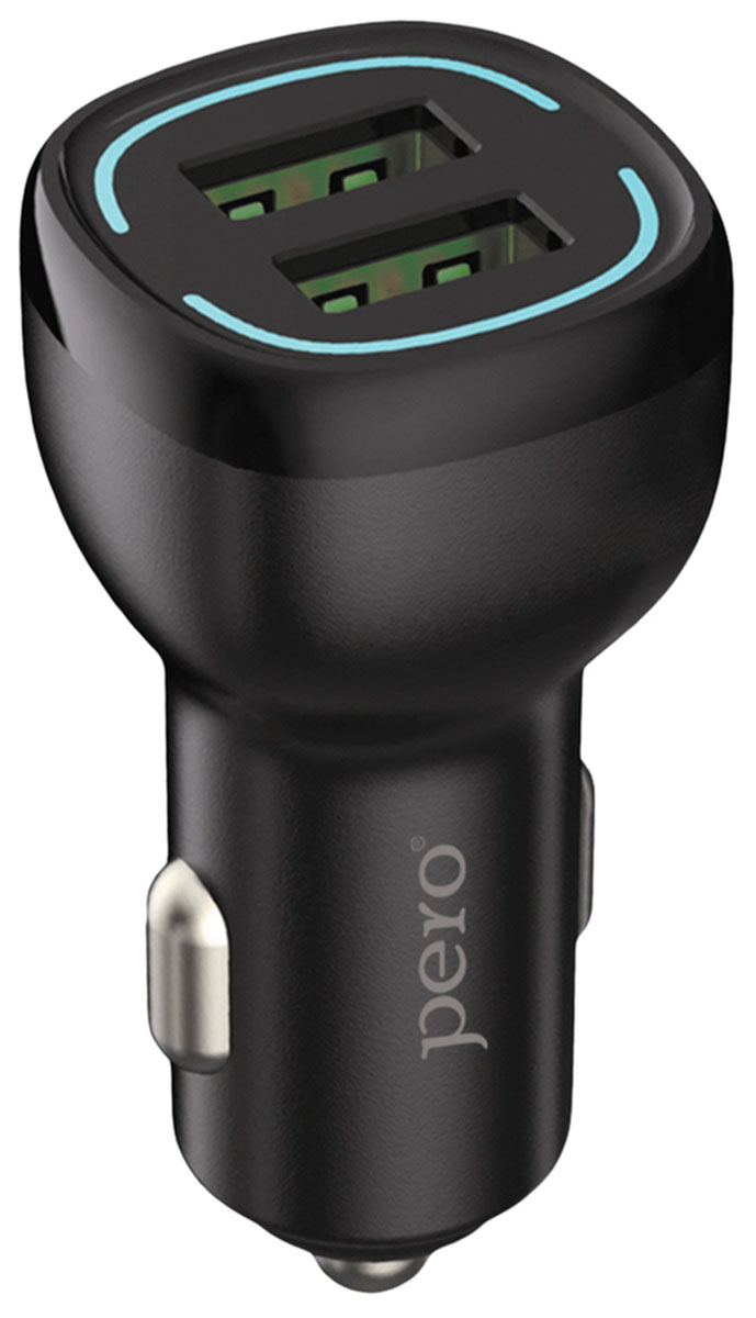 цена Автомобильное зарядное устройство Pero AC04 2 USB, 2.4 A AUTOMAX, черное