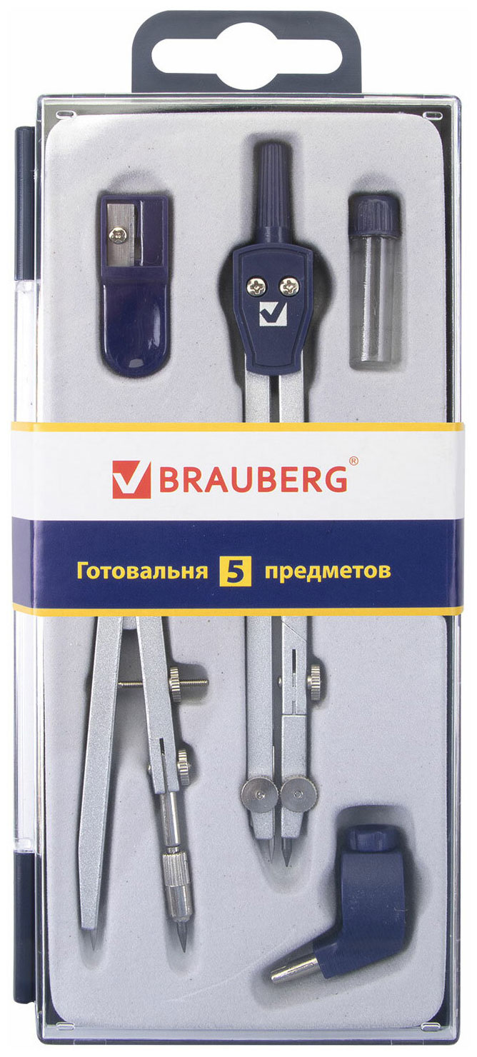 Изображение товара Готовальня Brauberg Student Oxford 5 предм: циркуль + кронц-ль держ. грифель точилка 210338