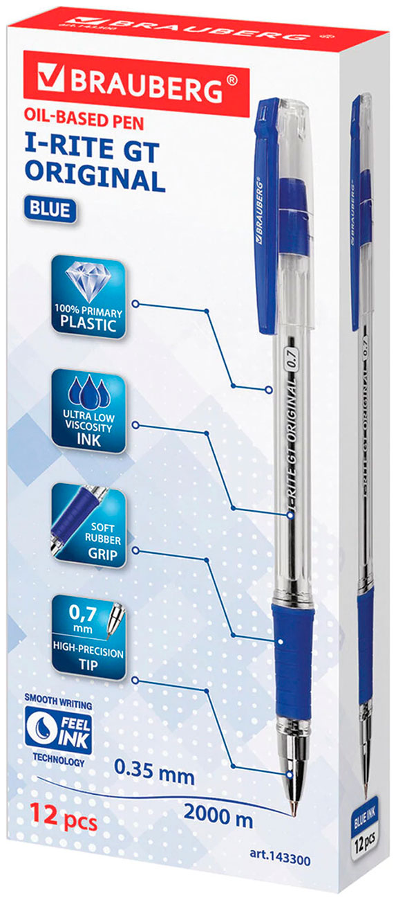 Изображение товара Ручка шариковая Brauberg i-Rite GT комплект 12 штук синие