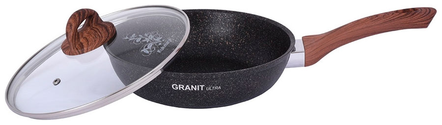 Изображение товара Сковорода Kukmara 24 см с стеклянной крышкой ультра гранит для всех плит