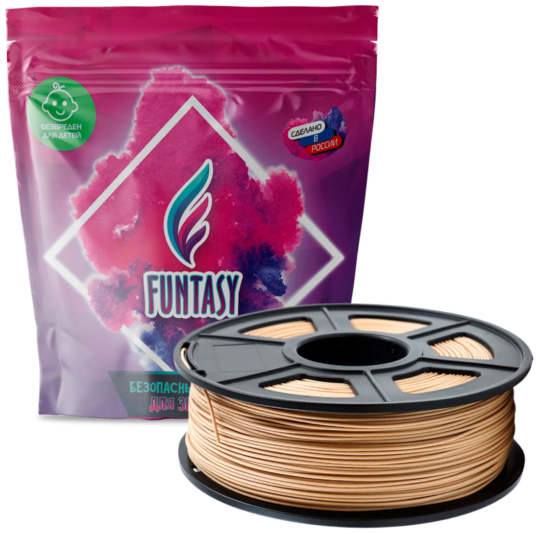 Пластик в катушке Funtasy PLA, 1.75 мм, 1 кг, дерево pla нить sunlu разноцветная радужная 1 75 мм 1 кг для 3d принтера