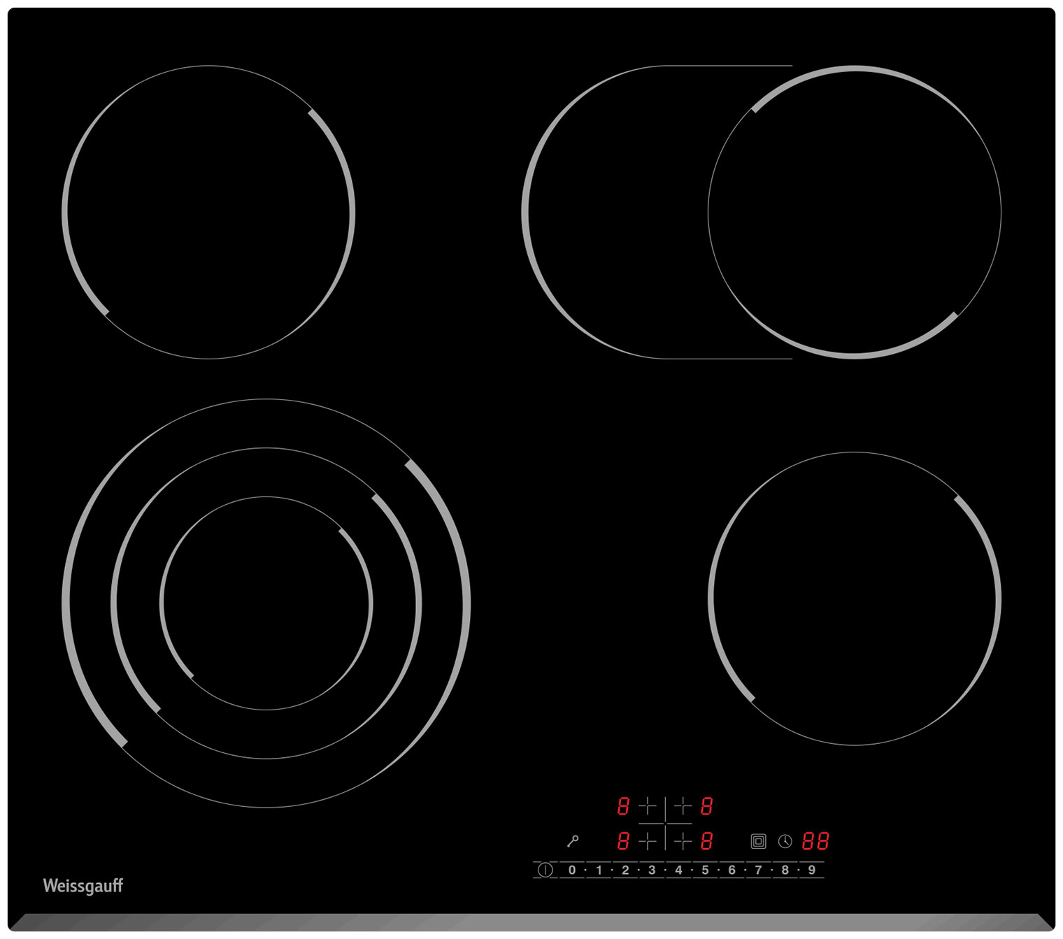 Изображение товара Электрическая варочная панель Weissgauff HV 643 BS 4 быстрых нагрева стеклокерамика