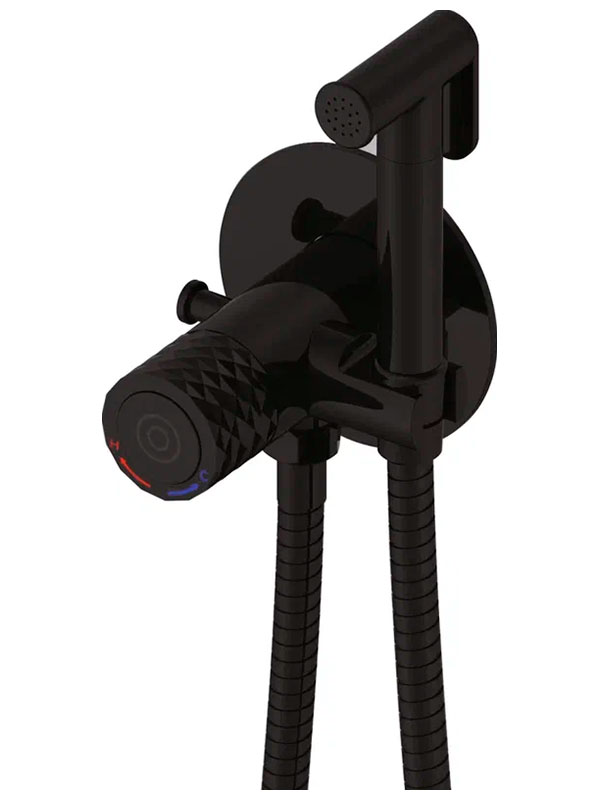 Изображение товара Гигиенический душ со смесителем Rose R225H черный современный монтаж на стену