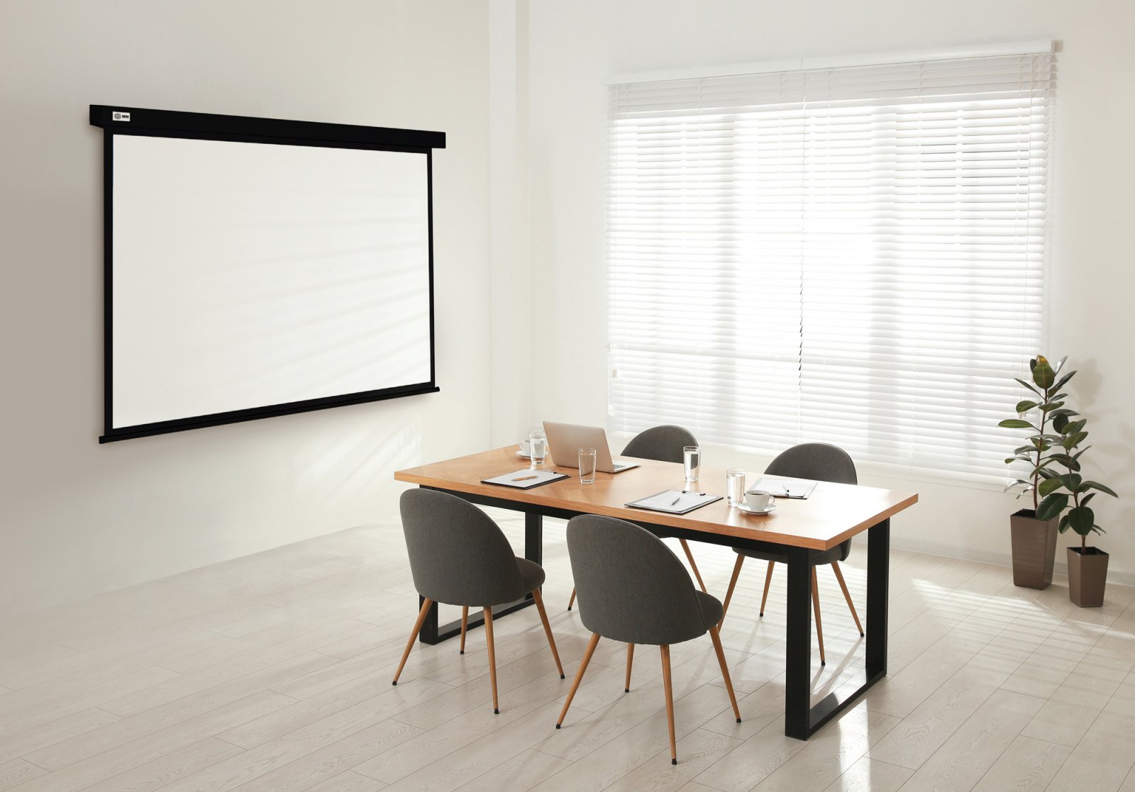 Изображение товара Экран Cactus CS-PSW-150X150-BK 150x150см Wallscreen 1:1 настенно-потолочный рулонный черный