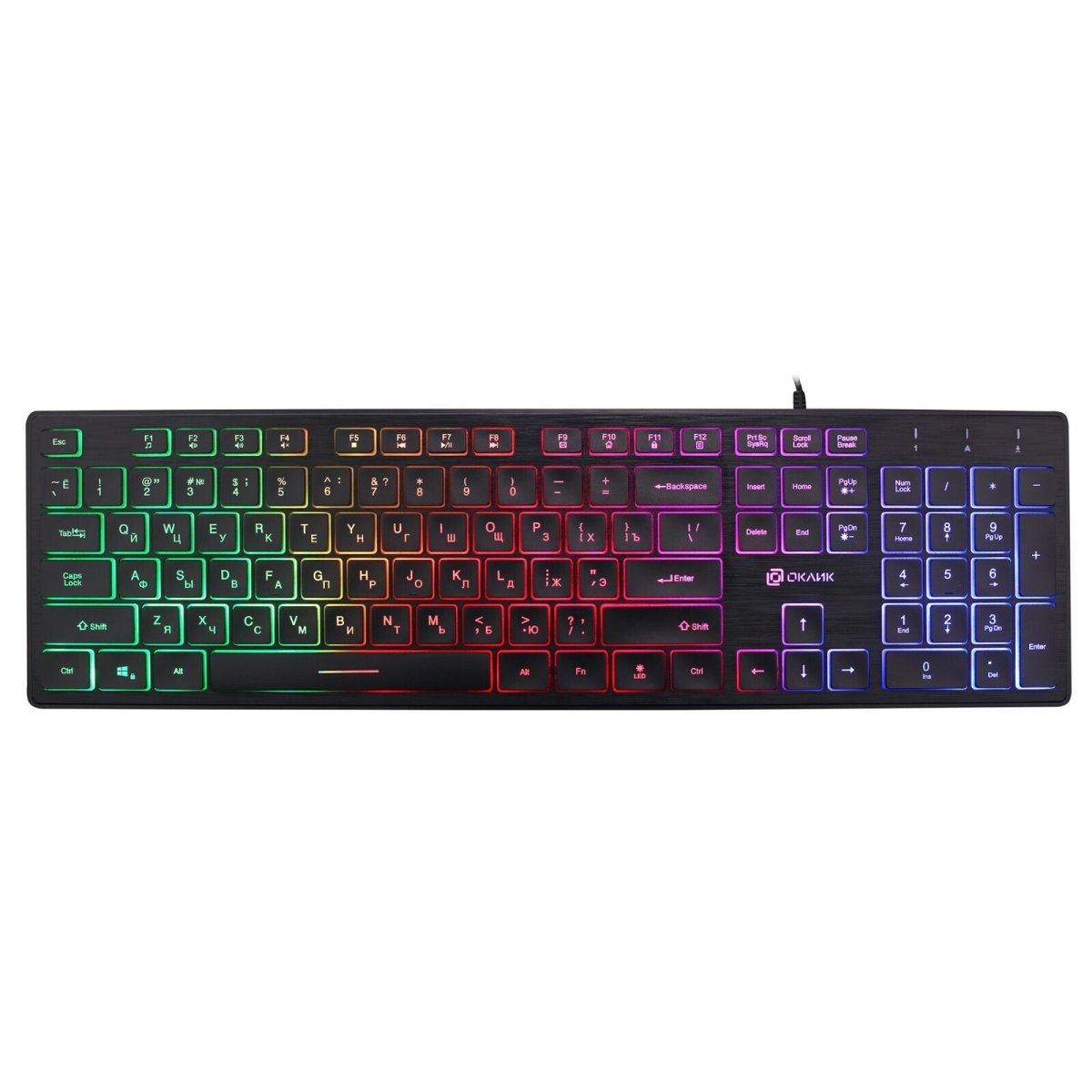 Изображение товара Клавиатура Oklick 1061617 550ML черный USB slim Multimedia LED