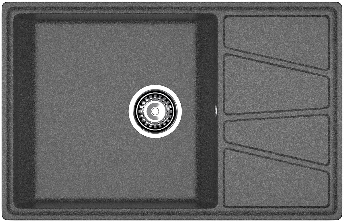 Изображение товара Кухонная мойка GranFest VERTEX 780L, 1-чаша+крыло, 780x500 мм, графит (V-780L графит)