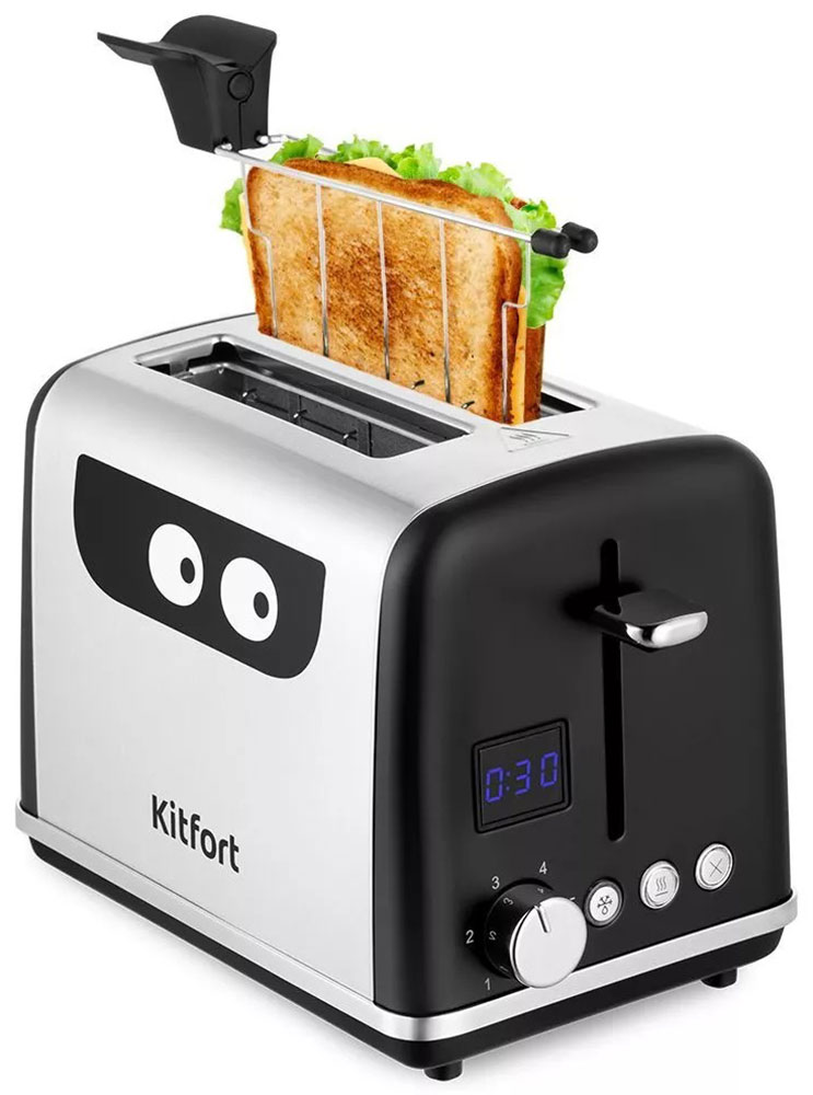 Изображение товара Электрический тостер Kitfort КТ-6219 с дисплеем и регулировкой степени обжаривания