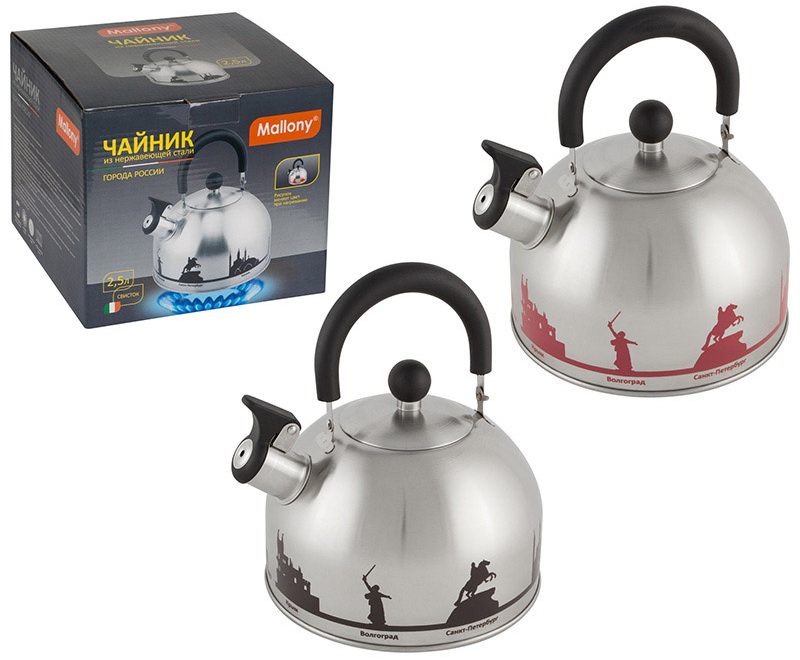 Изображение товара Чайник для плиты Mallony ГОРОДА РОССИИ, 2.5 л, меняющий цвет рисунок (006641)