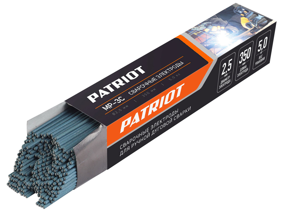 Изображение товара Электрод Patriot МР-3С диам 25 мм длина 350 мм 5 кг для сварки стали
