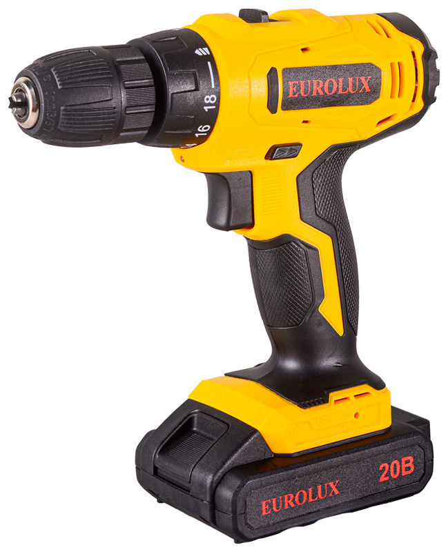 Изображение товара Аккумуляторная дрель-шуруповерт Eurolux ДА-20/2Li 20 В 2 скорости