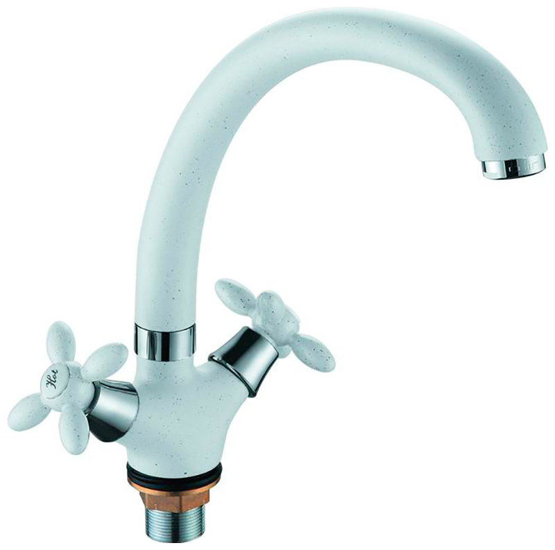 Изображение товара Смеситель для кухни D-Lin белый двухвентильный с поворотным изливом