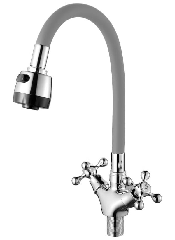 Изображение товара Смеситель для кухни с гибким изливом D-lin D153810-2T хром/серый