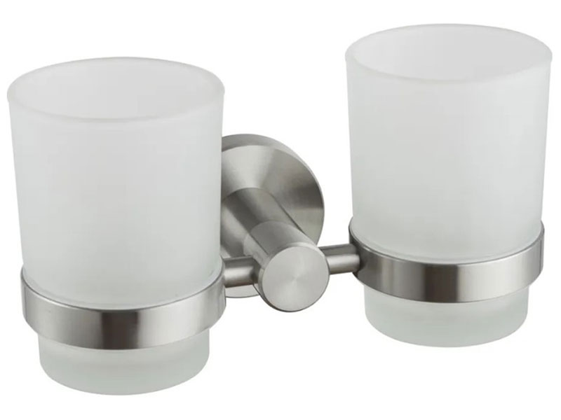 Изображение товара Стакан двойной для ванной комнаты D-Lin D280 из нержавеющей стали и стекла