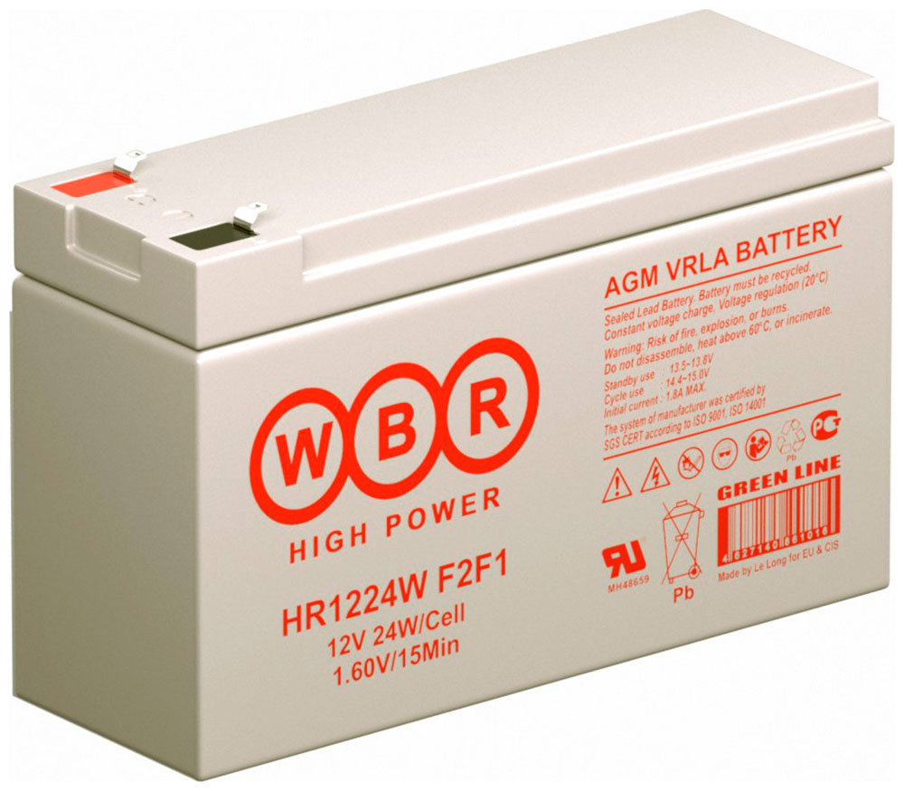 Изображение товара Аккумуляторная батарея для ИБП WBR HR1224W F2 F1 (12В, 6.6Ач)