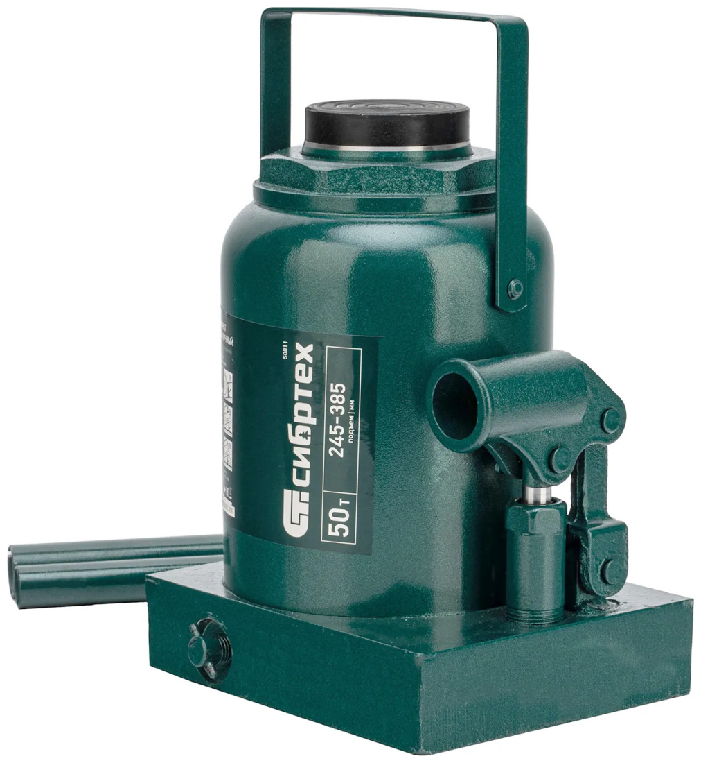 Изображение товара Домкрат гидравлический бутылочный Сибртех 50 т, 245-385 мм, (50811)