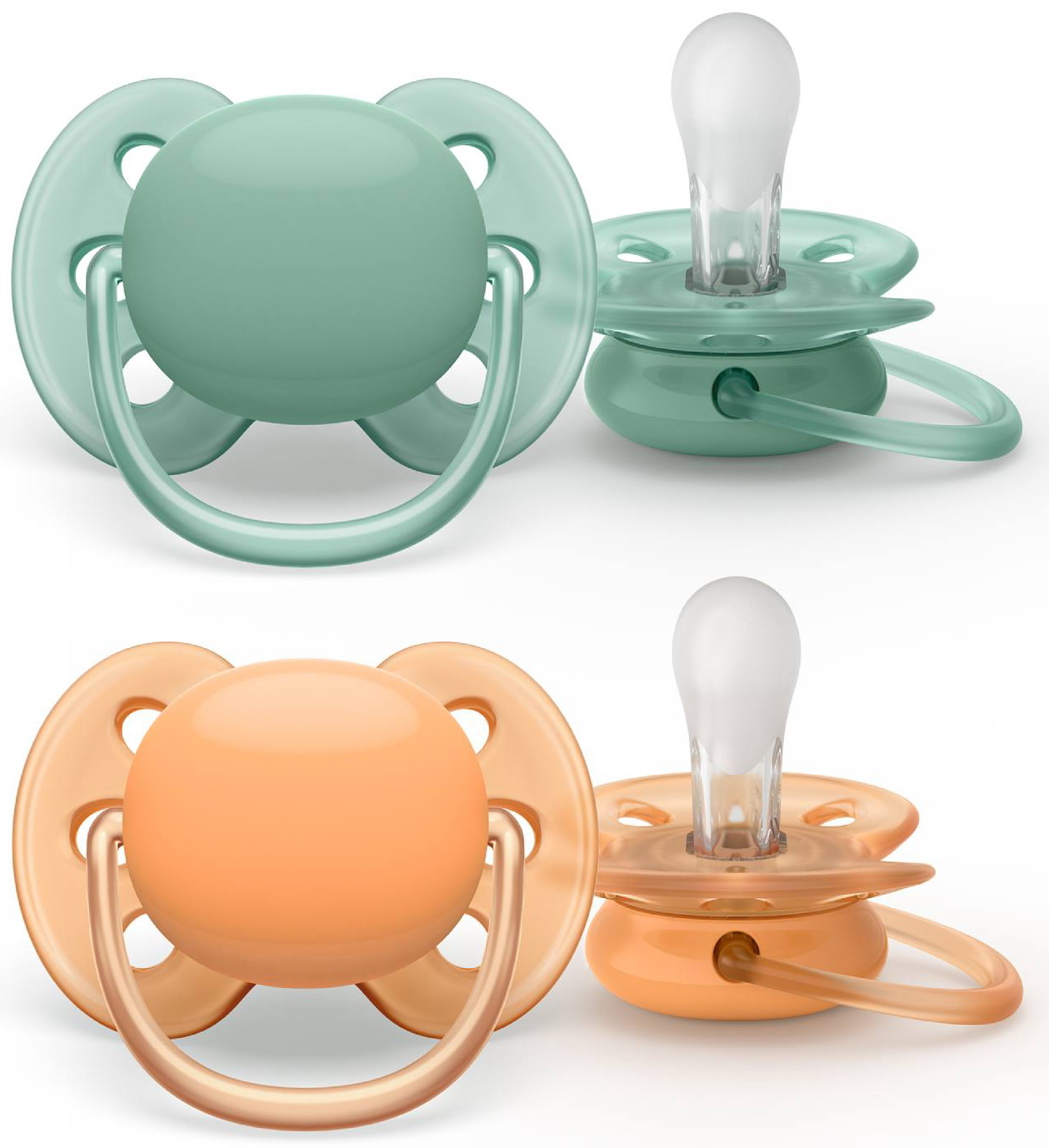 Изображение товара Соска-пустышка Philips Avent SCF091/03 ultra soft нежно-зеленая/оранжевая без рисунка