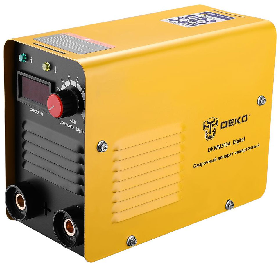 Изображение товара Сварочный аппарат инверторный 200A Deko DKWM200A Digital, желтый/черный