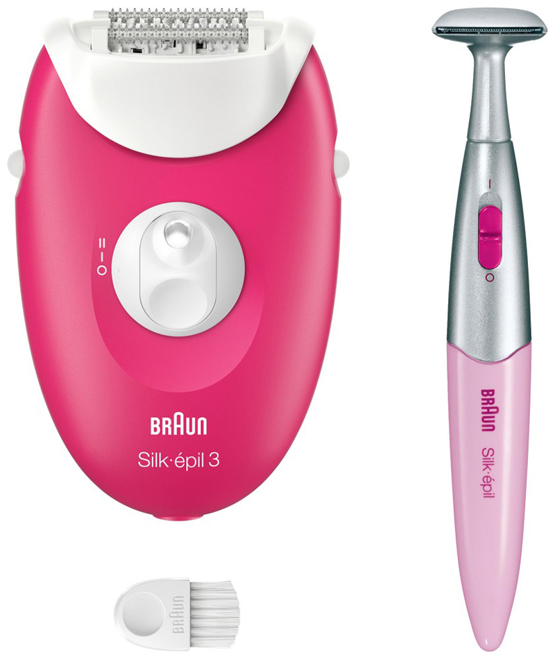 Эпилятор Braun S3 SE 3-202, малиновый с бикини-триммером (5320)