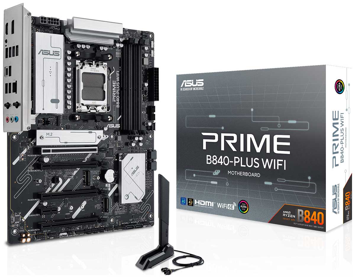 Изображение товара Материнская плата ASUS PRIME B840-PLUS WIFI на сокете AM5, DDR5, ATX