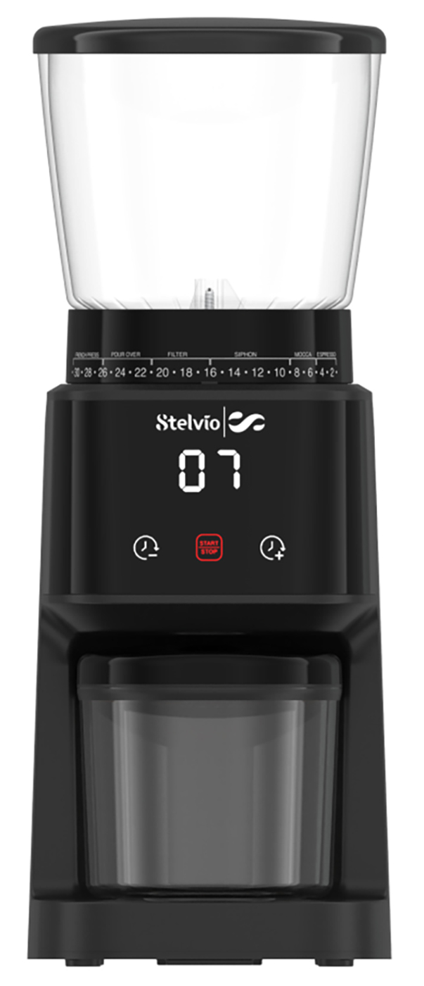Изображение товара Автоматическая жерновая кофемолка Stelvio FR300 черная 165 Вт компактная с настройкой помола