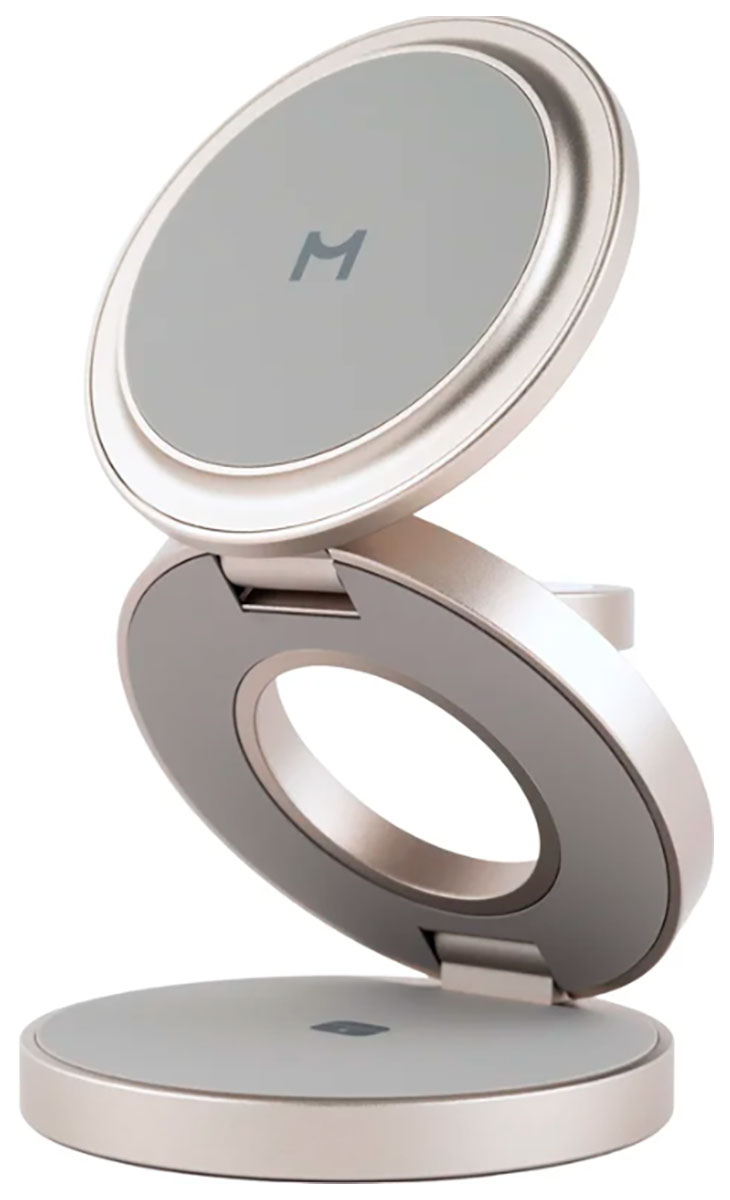 

Складное беспроводное зарядное устройство Magssory Disc Signature Edition 3 в 1 для Apple, с магнитами, совместимое с MagSafe,titan (WCH033), Титан