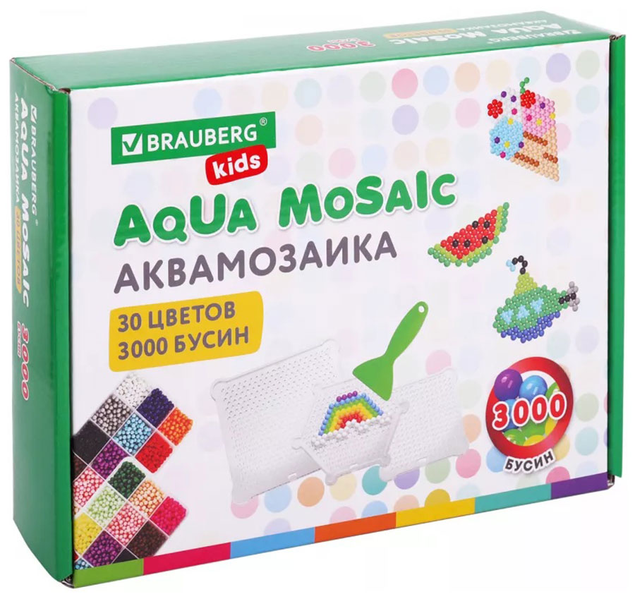 Изображение товара Аквамозаика Brauberg 30 цветов набор для творчества 3000 бусин