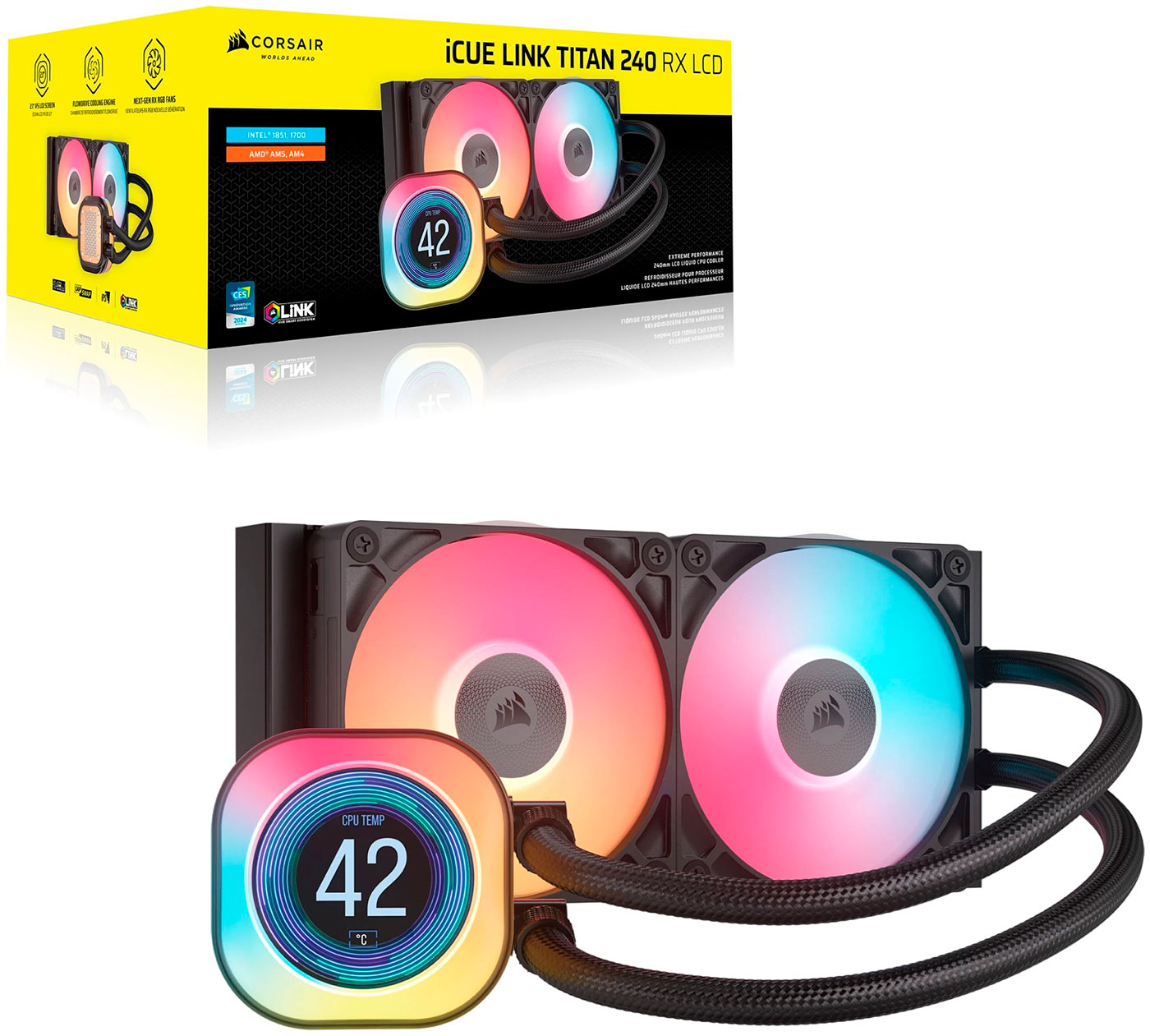 Изображение товара СЖО для процессоров Corsair iCUE LINK TITAN 240 RX LCD (CW-9061022-WW)