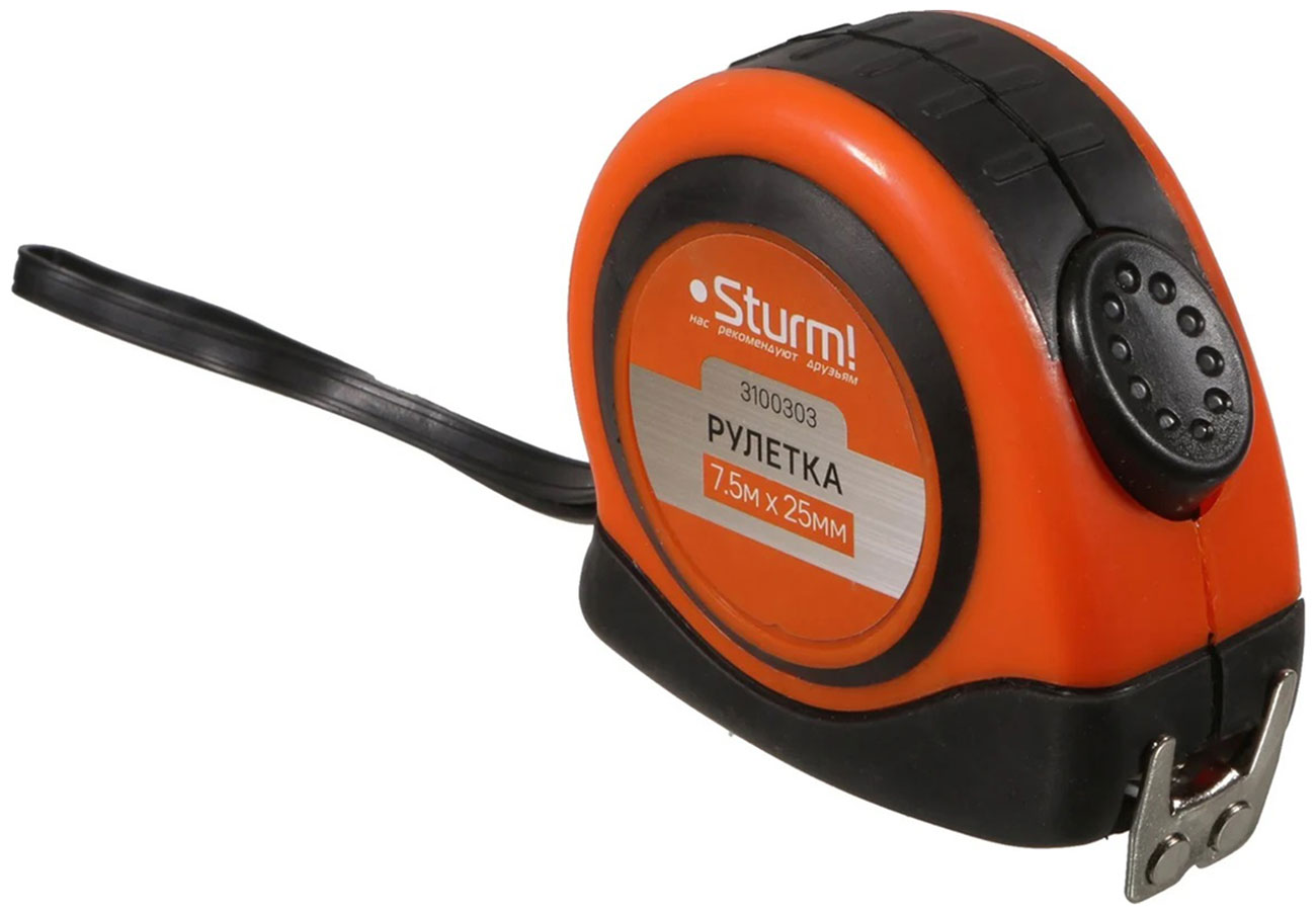 Изображение товара Рулетка Sturm! 7.5 м x 25 мм, автостоп (3100303)
