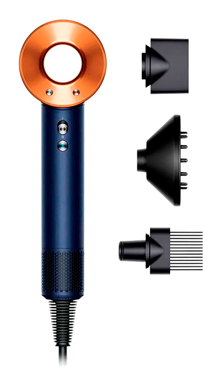 Изображение товара Фен Dyson HD07 2-pin RU с магнитными насадками в цвете Blue/Copper