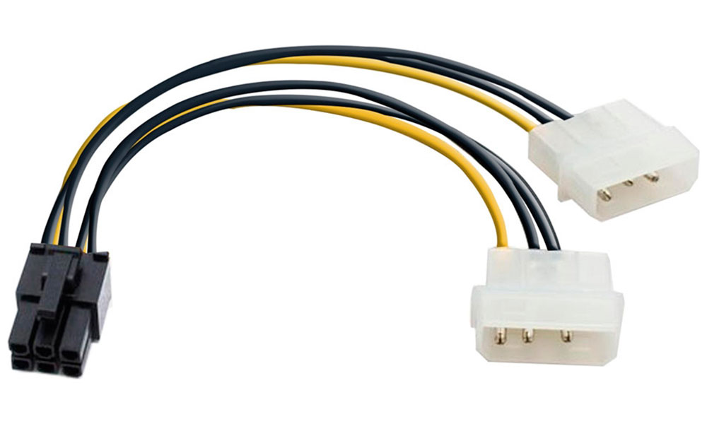 Изображение товара Переходник питания ExeGate EX-CC-PSU-6, PCI-Express 6pin - 2хMolex (IDE), 0.15м (EX138937RUS)