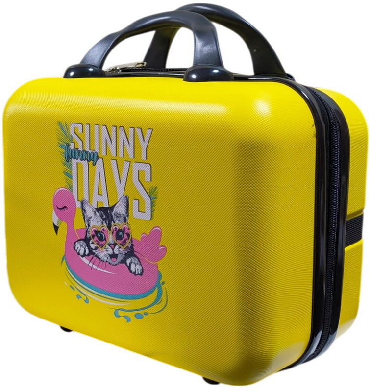 Изображение товара Бьюти-кейс Lats Кот 734 желтый практичный чемодан для косметики и личных вещей