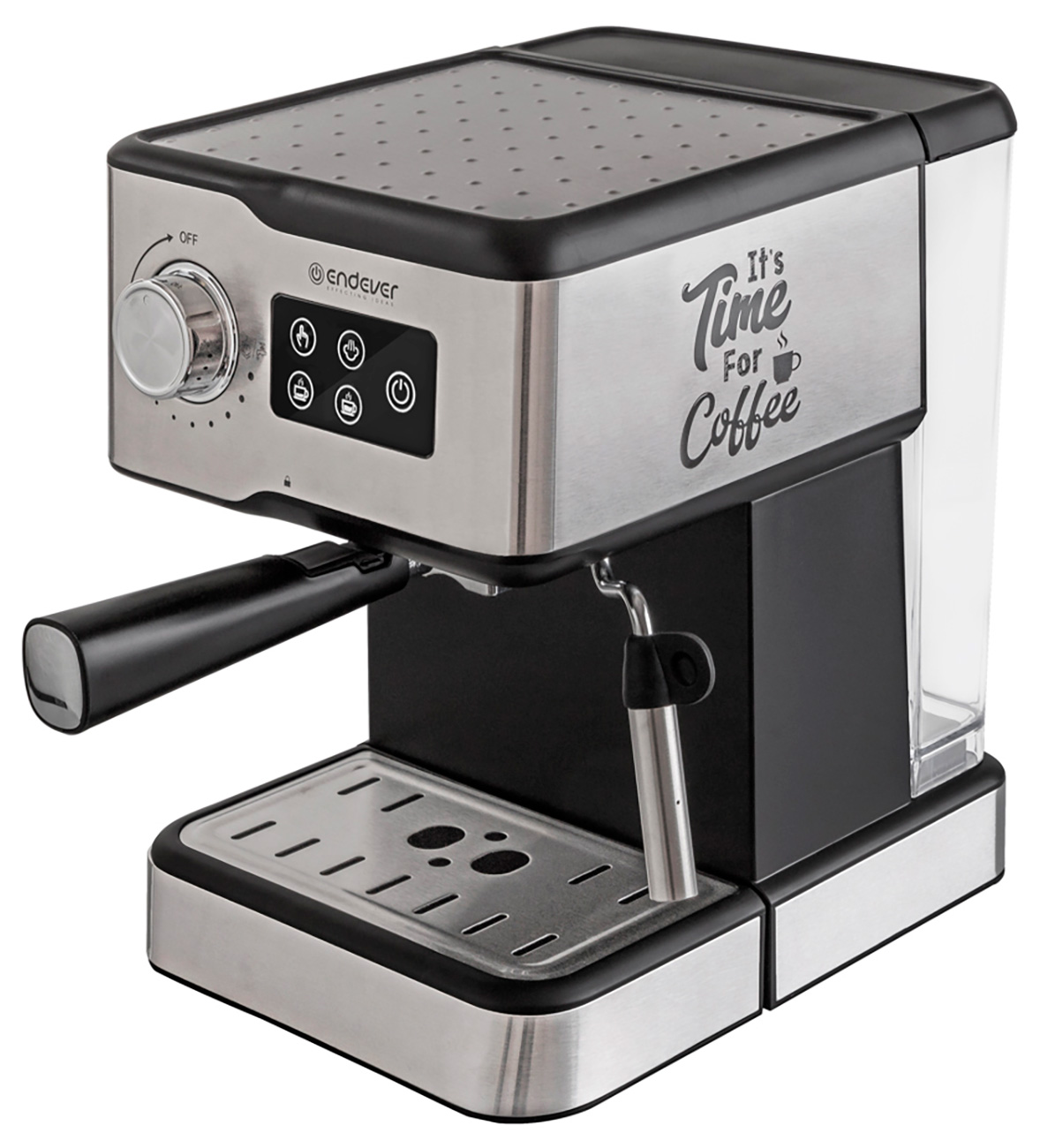 Изображение товара Рожковая кофеварка Endever Costa-1095, стальной/черный Изображение товара Рожковая кофеварка Endever Costa-1095, стальной/черный