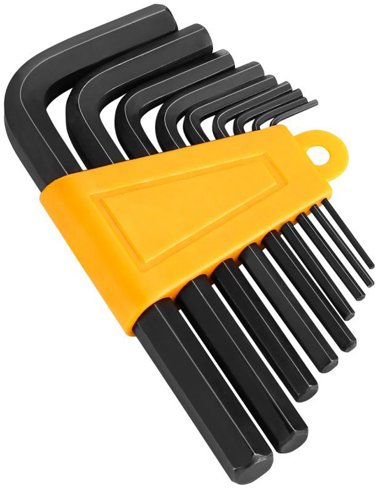 Набор шестигранных ключей Deko DKHT09 (1,5-10 мм, 9 предметов) черно-желтый набор ключей шестигранных 1 5 10 мм 9 предметов длинных волат