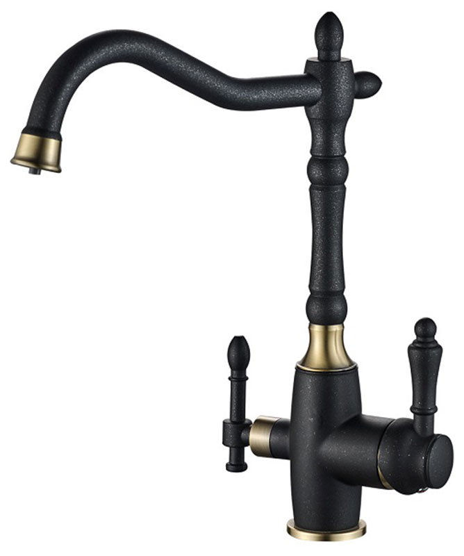 Изображение товара Кухонный смеситель Zorg SH 812 BLACK BR с технологией двойного канала