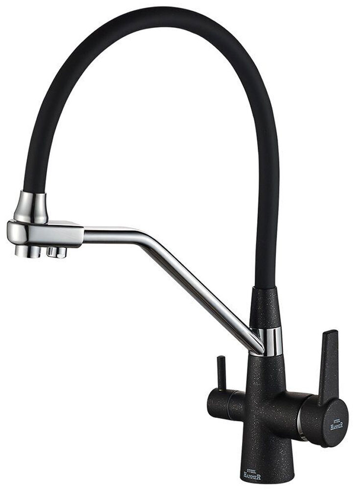 Изображение товара Смеситель для кухни Zorg SH 903-6 BLACK CR выдвижной с фильтром и керамическим картриджом