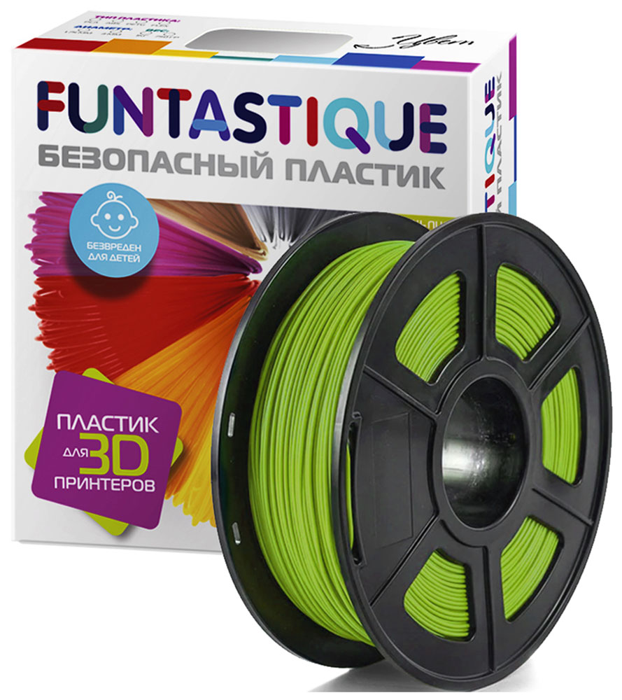 Пластик в катушке Funtastique PLA,1.75 мм,1 кг, цвет салатовый нить pla plus для 3d принтера 10 кг 1 кг рулон