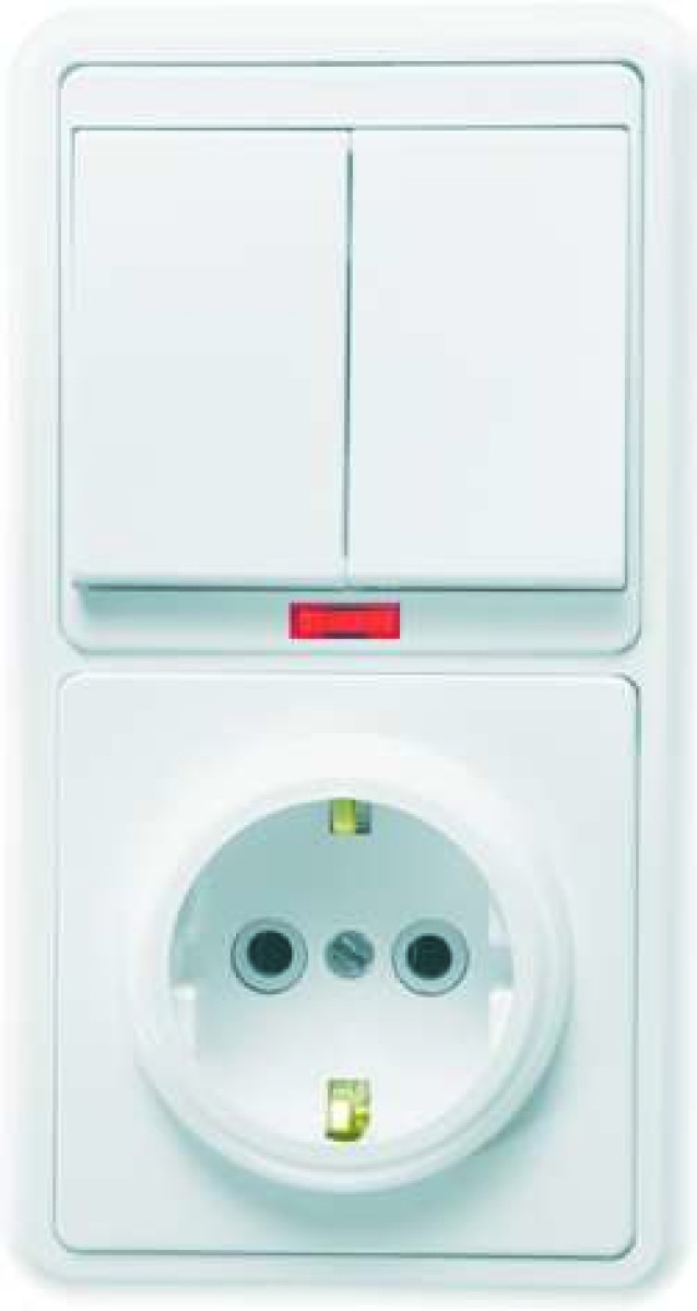 Изображение товара Блок комбинированный Кунцево-Электро БКВР-055 Бэлла с выключателем и розеткой, IP20