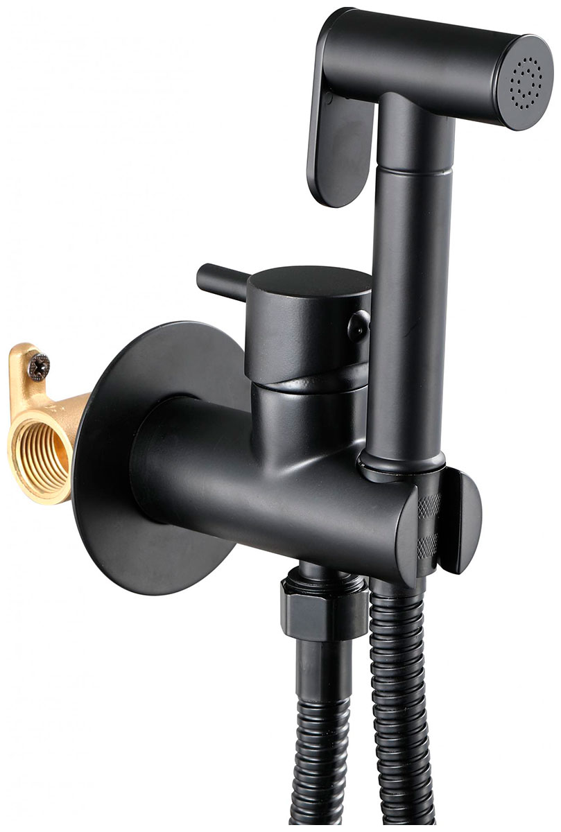 Изображение товара Смеситель с гигиеническим душем Savol S-FXQ002H для ванной стеновой черный пластиковая конструкция