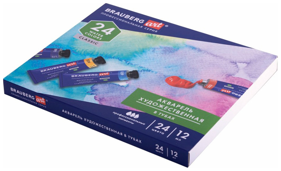 Изображение товара Акварель художественная в тубах Brauberg ART CLASSIC, 24 цвета (191765)