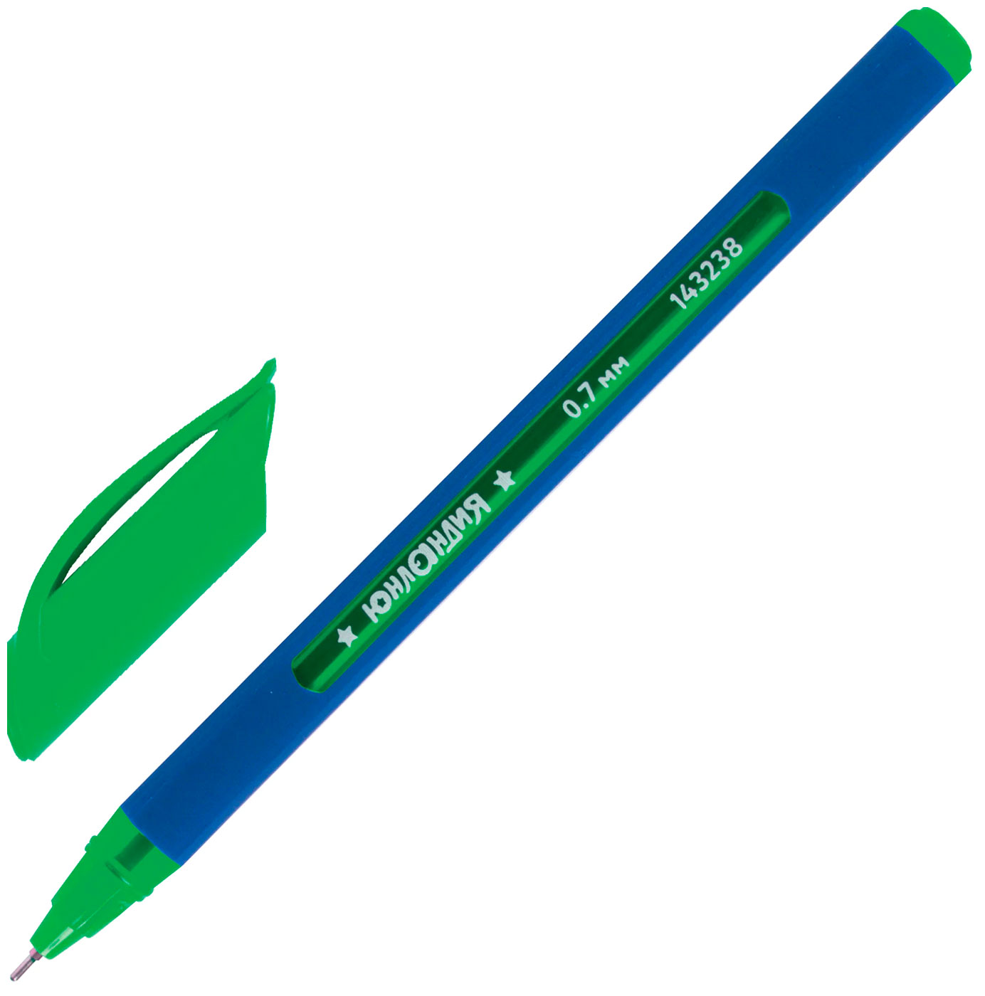 Изображение товара Ручка шариковая Юнландия ТРЕХГРАННАЯ ассорти 12 шт Синий корпус