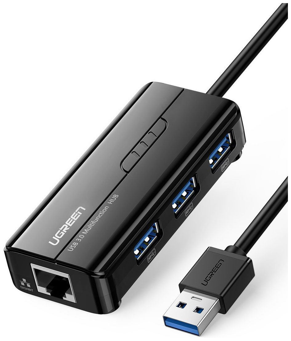 Изображение товара USB концентратор 4 в 1 с Ethernet Ugreen 20265 для ПК и ноутбука