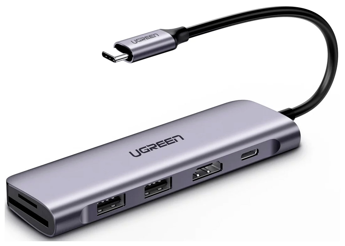 USB-концентратор 6 в 1 (хаб) Ugreen HDMI, 2 x USB 3.0, SD/TF, PD (70411) luxury leather case for samsung galaxy s10 s8 s9 plus s7 note 10 a50 j4 j6 a9 2019 magnetic wallet flip card holder stand cover