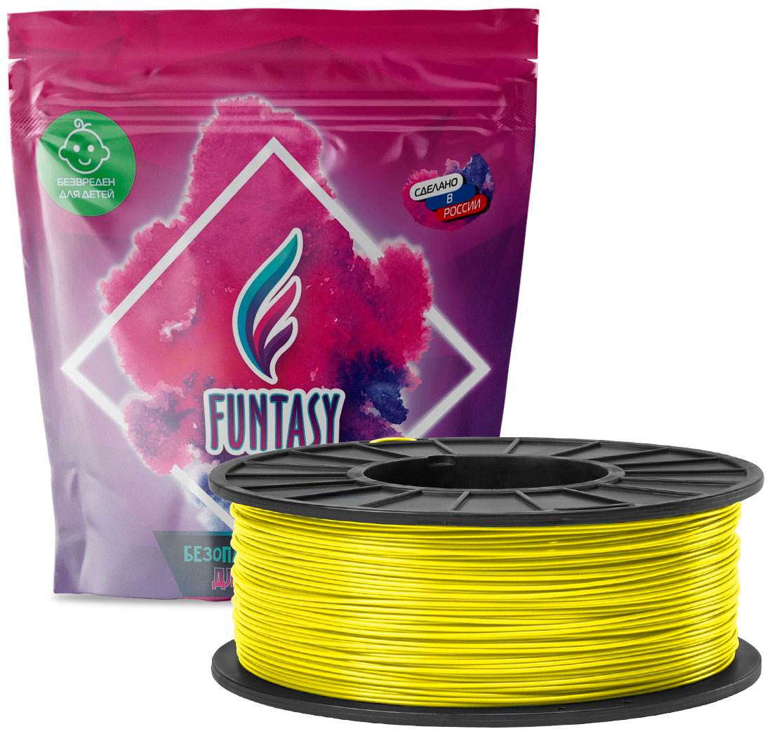 Пластик в катушке Funtasy PLA, 1.75 мм, 1 кг, желтый pla нить sunlu разноцветная радужная 1 75 мм 1 кг для 3d принтера