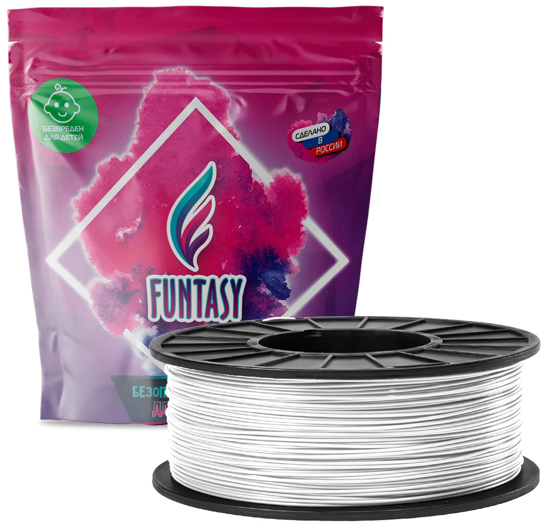 Пластик в катушке Funtasy PETG, 1.75 мм, 1 кг, белый нить для 3d печати sunlu pla silk petg meta 1 75 мм fdm 5 кг 1 кг 0 02 фунта